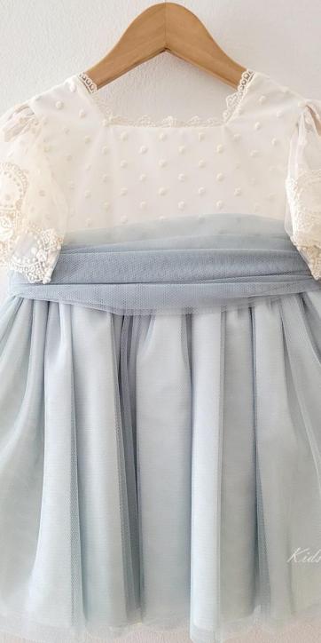 Vestido arras niña beige y verde empolvado de Eva Martínez Artesanía 32611CBG [4]