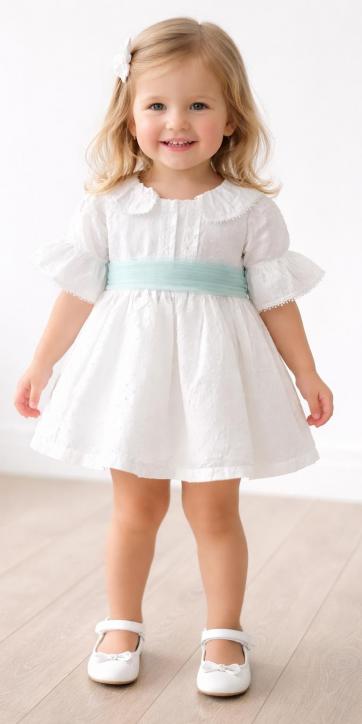 Vestido ceremonia bebe media manga plumeti y tul verde agua Coco Acqua Ceremonia 60432