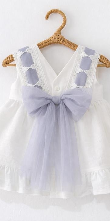 Jesusito ceremonia y arras bebé niña blanco con tul azul empolvado con braguita [5]