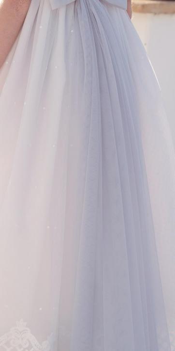 Lazada tul lazo hecho para vestidos de comunión azul grisaceo