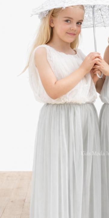 Mono niña ceremonia en tul beige y verde agua Nekenia 2521103 [1]