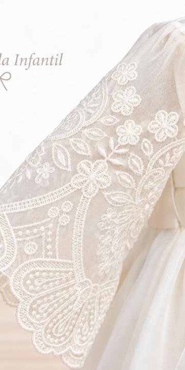 Faldón Bautizo Desmontable con Pelele y Capota Organza Bordada 2639186-2614186 [2]
