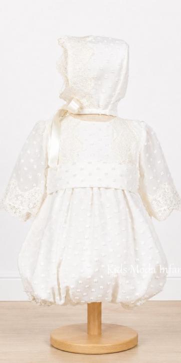 Pelele de Bautizo Bebé Perla de Gracia en Plumeti de Cristal con Capota – Fabricación Española