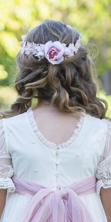 Tiara comunión y ceremonia niña con flores Eva Martínez Artesanía Inca [1]