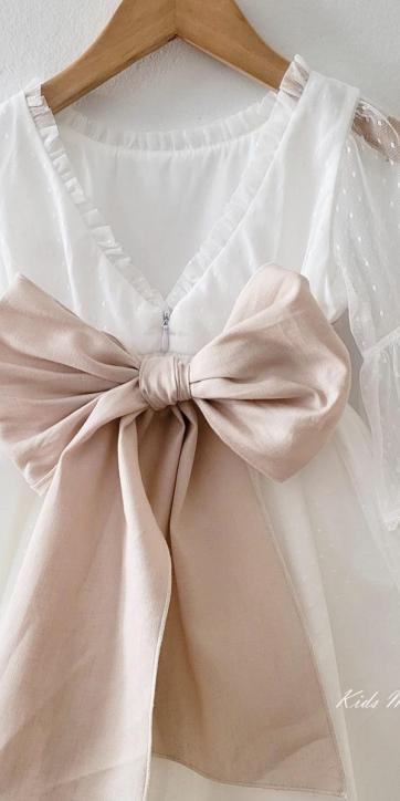 Vestido arras niña blanco tul con fajín lino camel Coco Acqua Ceremonia 60444 [5]