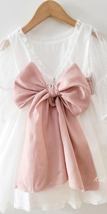 Vestido arras niña blanco tul con fajín lino rosa empolvado Coco Acqua Ceremonia 60444 [5]