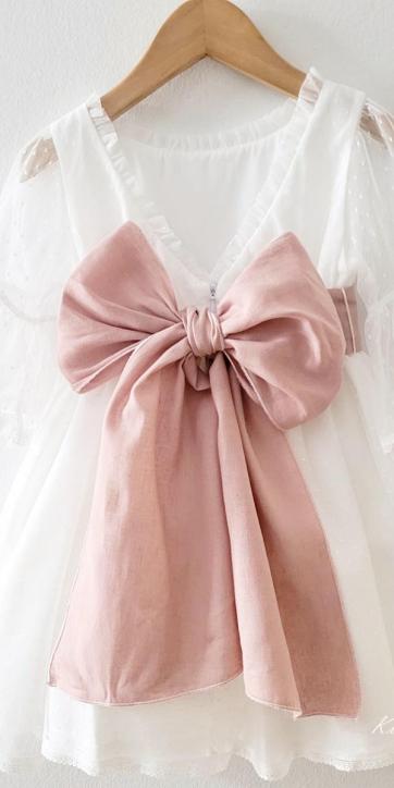 Vestido arras niña blanco tul con fajín lino rosa empolvado Coco Acqua Ceremonia 60444 [3]