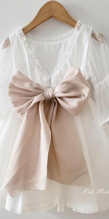 Vestido arras niña blanco tul con fajín lino camel Coco Acqua Ceremonia 60444 [1]
