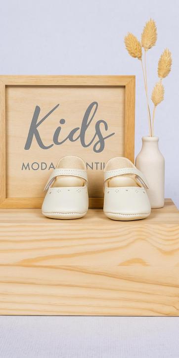 Zapatitos Beige Piel “Merceditas” Bebé · Ref. 2593332