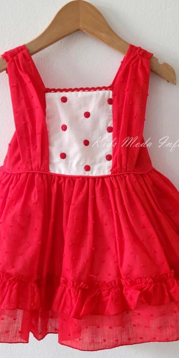 Vestido niña vestir plumeti rojo de tirantes Basmartí [3]
