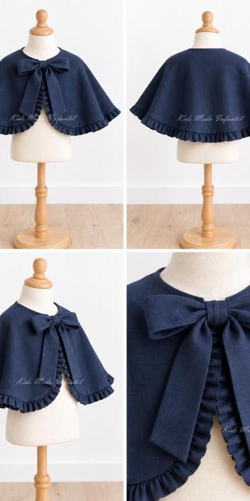 Capa Ceremonia y Arras Niña Lino Azul Marino de Eva Martínez Artesanía [1]