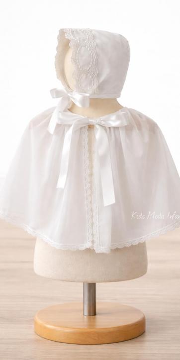 Faldón de Bautizo para Bebé en Gasa Rosa Bebé Manga Corta – Familia 6 | Eva Martínez Artesanía | Kids Moda Infantil [3]