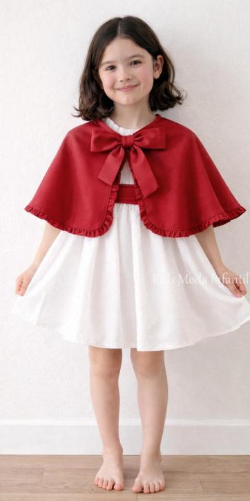 Vestido Ceremonia y Arras Niña Plumeti Blanco Tul Burdeos – Familia 7 | Eva Martínez Artesanía [2]