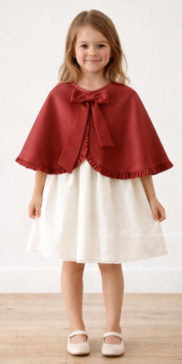 Capa ceremonia niña sarga burdeos de Eva Martínez Artesanía [3]