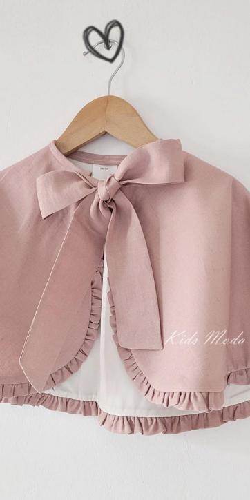 Capa de Ceremonia para Niña en Lino Rosa Empolvado de Eva Martínez Artesanía | Personalizable en Colores [3]