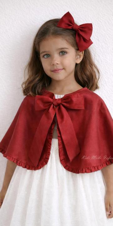 Vestido arras niña blanco tul con fajín lino burdeos Coco Acqua Ceremonia 60444