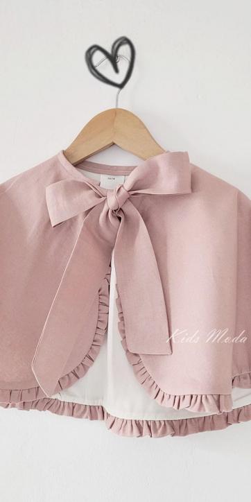 Capa de Ceremonia para Niña en Lino Rosa Empolvado de Eva Martínez Artesanía | Personalizable en Colores [4]