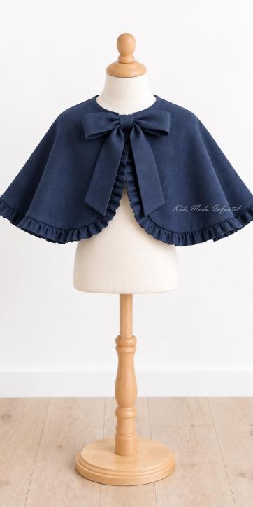 Capa Ceremonia y Arras Niña Lino Azul Marino de Eva Martínez Artesanía [5]