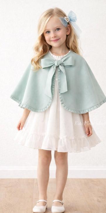 Vestido arras niña plumeti cristal con fajín tul verde agua Eva Martinez Artesanía 32111 [6]