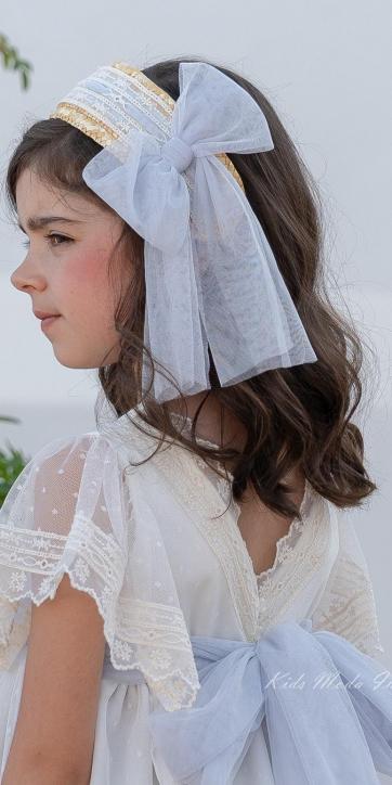 Capota Diadema Ceremonia y Arras Niña Azul Grisáceo – Eva Martínez Artesanía Familia 2 [1]