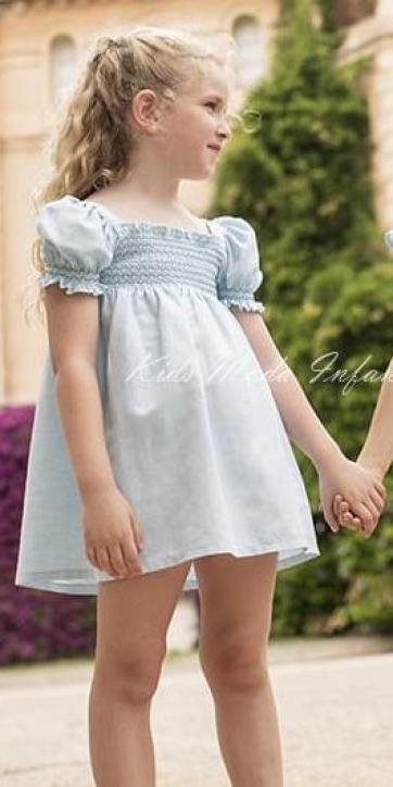 Vestido niña vestir lino turquesa de Coco Acqua