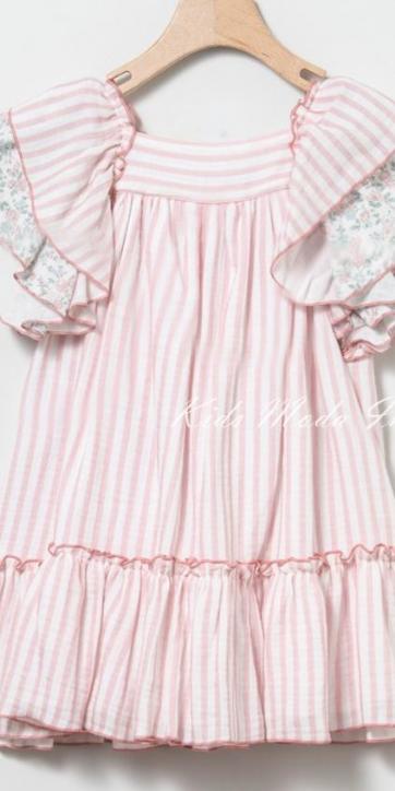 Vestido niña vestir rayas rosas y blancas de Coco Acqua [1]