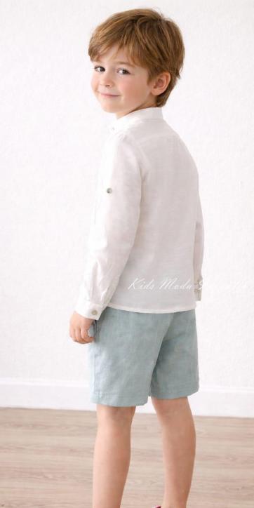 Conjunto ceremonia niño lino blanco roto y verde empolvado Basmarti 25133-25134 [2]