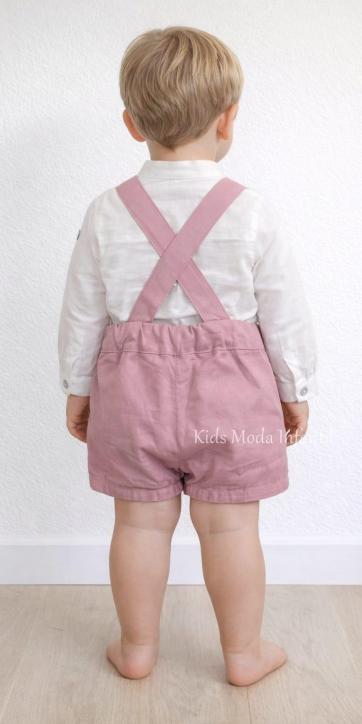 Conjunto Ceremonia Niño Lino Blanco Roto con Peto Rosa Empolvado | Nekenia 2521500-2521109 [2]