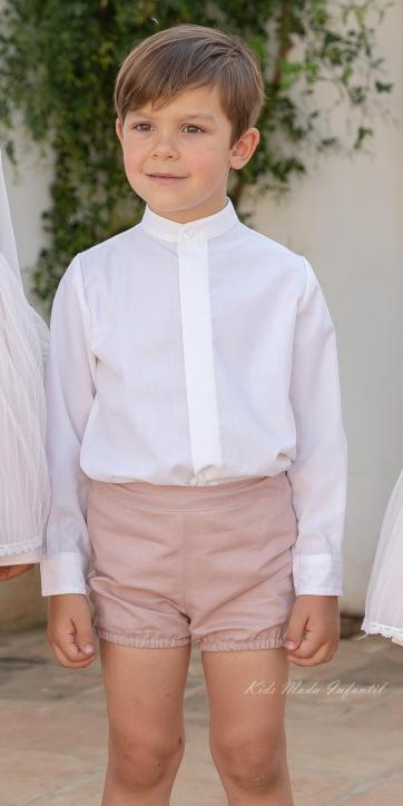 Conjunto Ceremonia y Arras Niño Camisa y Pantalón Básico Rosa Empolvado – Eva Martínez Artesanía Familia 5