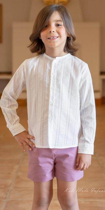 Conjunto de Ceremonia Niño Camisa Plumeti y Pantalón Rosa Viejo – Eva Martínez Artesanía Familia 6