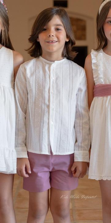 Conjunto de Ceremonia Niño Camisa Plumeti y Pantalón Rosa Viejo – Eva Martínez Artesanía Familia 6 [1]