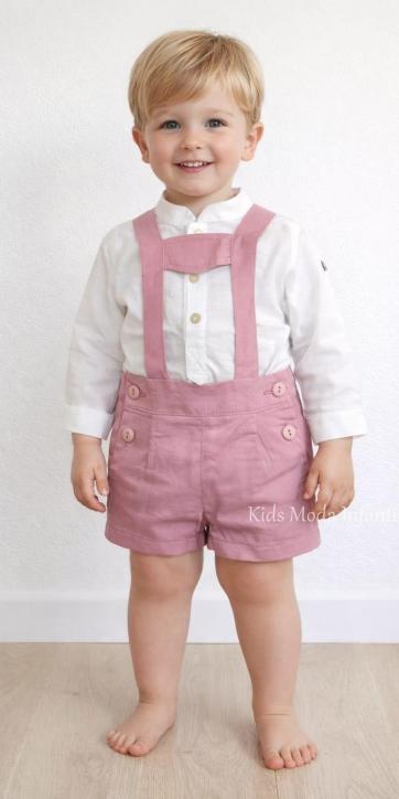 Conjunto Ceremonia Niño Lino Blanco Roto con Peto Rosa Empolvado | Nekenia 2521500-2521109 [1]