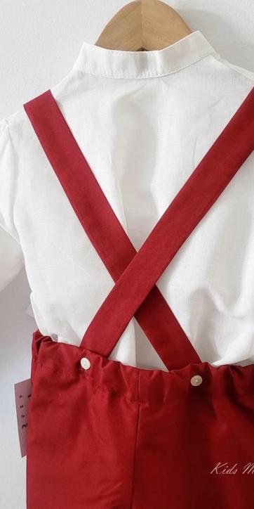 Conjunto ceremonia niño camisa y peto con tirantes Burdeos de Eva Martinez Artesanía [6]