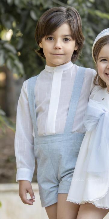 Conjunto ceremonia niño camisa y peto con tirantes azul texas de Eva Martínez Artesanía 38241-38281 [3]