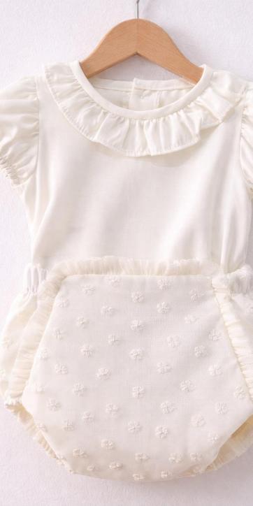 Conjunto Bautizo Bebé Camisa Beige y Cubre Pañal Tul Bordado – Kids Moda Infantil [5]