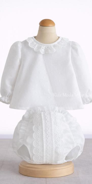 Conjunto Bautizo Bebé Tul Blanco Manga Larga Bordado – Familia 2 [0]