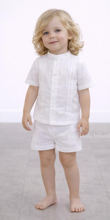 Conjunto bebé niño bautizo ceremonia y arras blanco bordado camisa y pantalón corto – DBB Collection | Kids Moda Infantil [1]