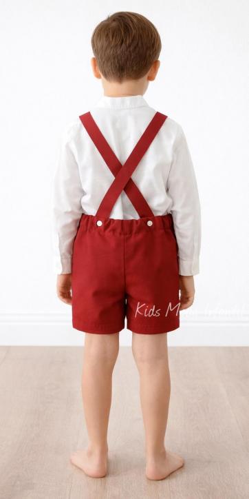 Conjunto ceremonia niño camisa y peto con tirantes Burdeos de Eva Martinez Artesanía [2]