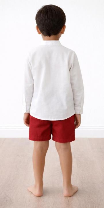 Conjunto ceremonia niño camisa y bermuda chino Burdeos de Eva Martinez Artesanía [3]