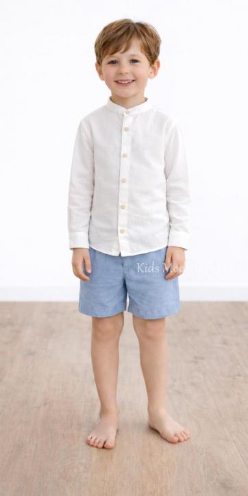 Conjunto Niño Ceremonia y Arras Camisa Blanca y Pantalón Azul Empolvado – Fabricación Española | Kids Moda Infantil [2]