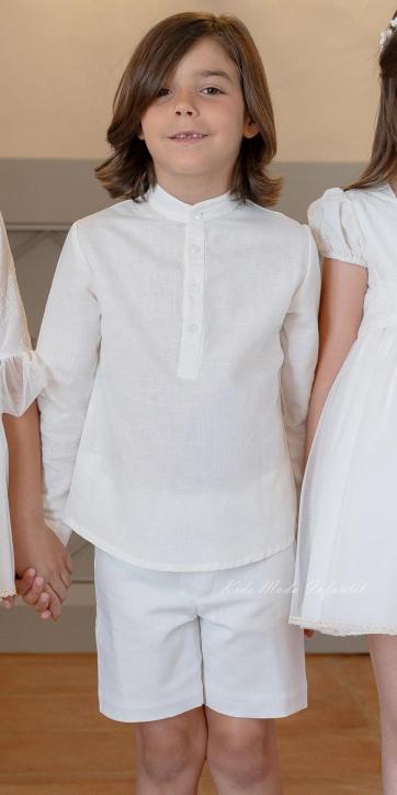 Conjunto de Ceremonia y Arras Niño Lino Blanco Roto Familia 3 – Eva Martínez Artesanía