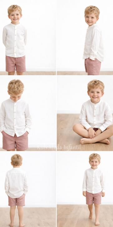 Conjunto Niño Ceremonia y Arras Camisa Blanca y Pantalón Rosa Empolvado – Fabricación Española | Kids Moda Infantil [4]
