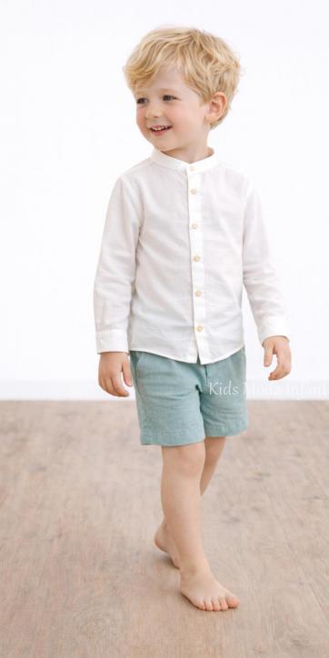 Conjunto Niño Ceremonia y Arras Camisa Blanca y Pantalón Verde Agua Empolvado – Fabricación Española | Kids Moda Infantil [2]