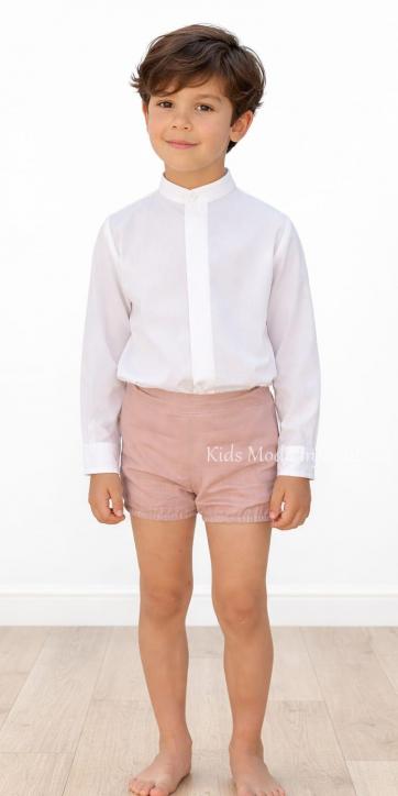 Conjunto Ceremonia y Arras Niño Camisa y Pantalón Básico Rosa Empolvado – Eva Martínez Artesanía Familia 5