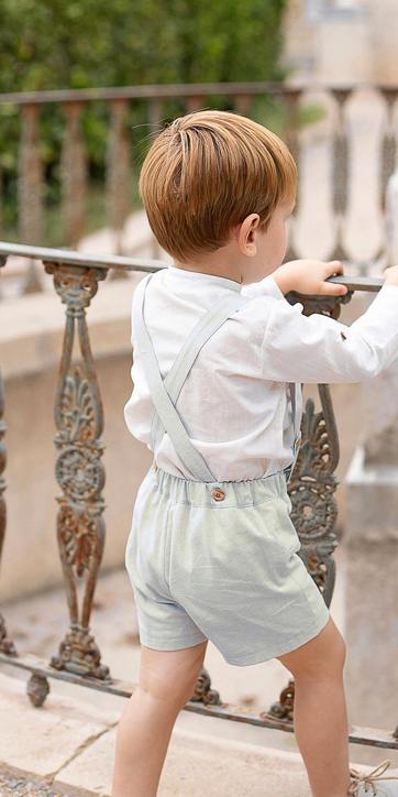 Conjunto niño ceremonia peto verde agua y camisa blanco roto coco acqua ceremonia 60426