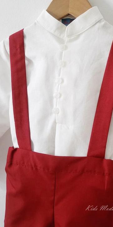 Conjunto ceremonia niño camisa y peto con tirantes Burdeos de Eva Martinez Artesanía [5]