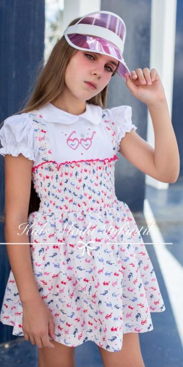 Conjunto niña verano falda con tirantes y camiseta gafas estampadas Vera Moda Infantil