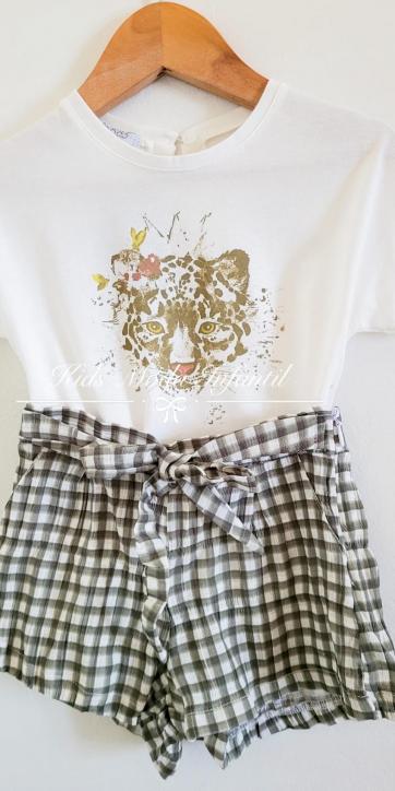 Conjunto niña camiseta tigre y short vichy Coco Acqua [3]