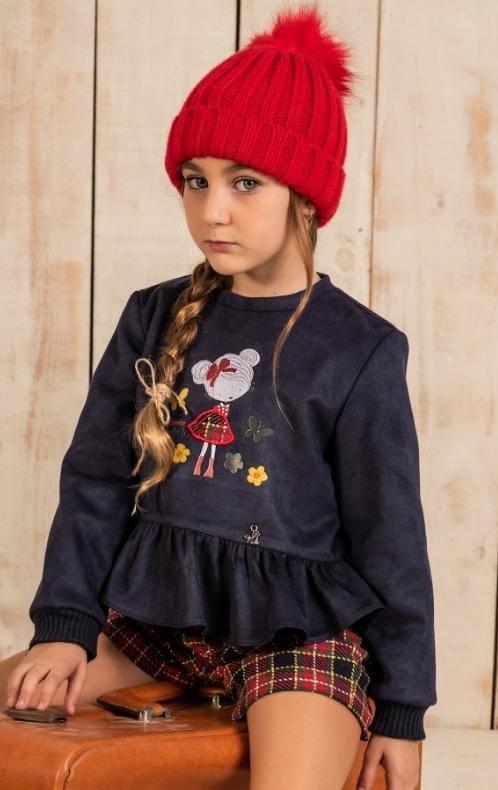 Conjunto niña vestir sudadera antelina y short escoces Nekenia colección Escocia