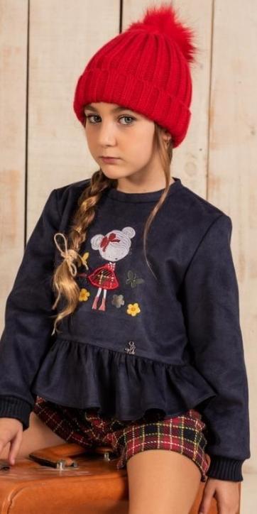 Conjunto niña vestir sudadera antelina y short escoces Nekenia colección Escocia
